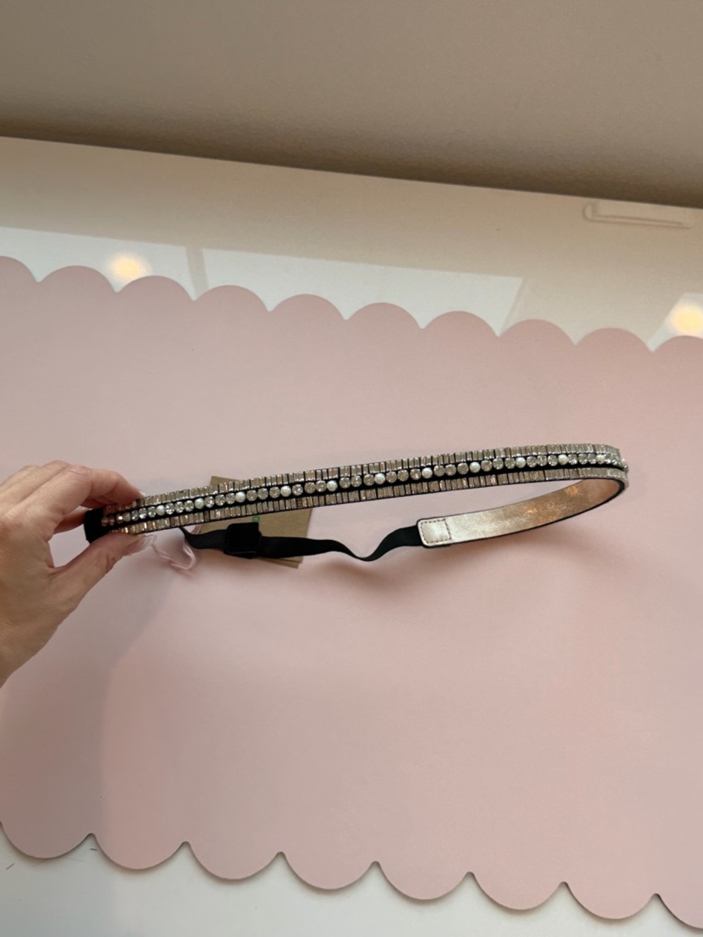 Boden Silver Crystal Trim Waist Belt